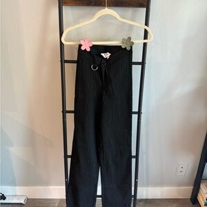 Princess Polly Black Pinstripe Trousers